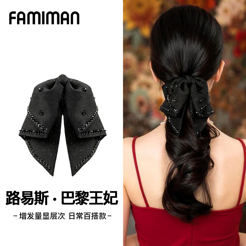 黑色蝴蝶结抓夹2024新款高级感