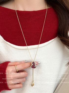 复古红葫芦吊坠项链女2026新款