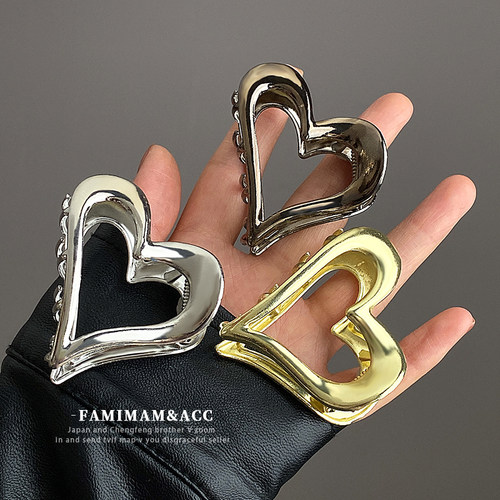 金属爱心瀑布高马尾抓夹半扎发夹