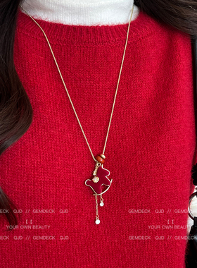 红色新年小马项链女新款