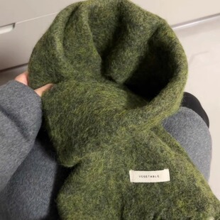 抹茶绿~复古绿色围巾秋冬季女韩系氛围感毛绒加厚保暖送女生披肩