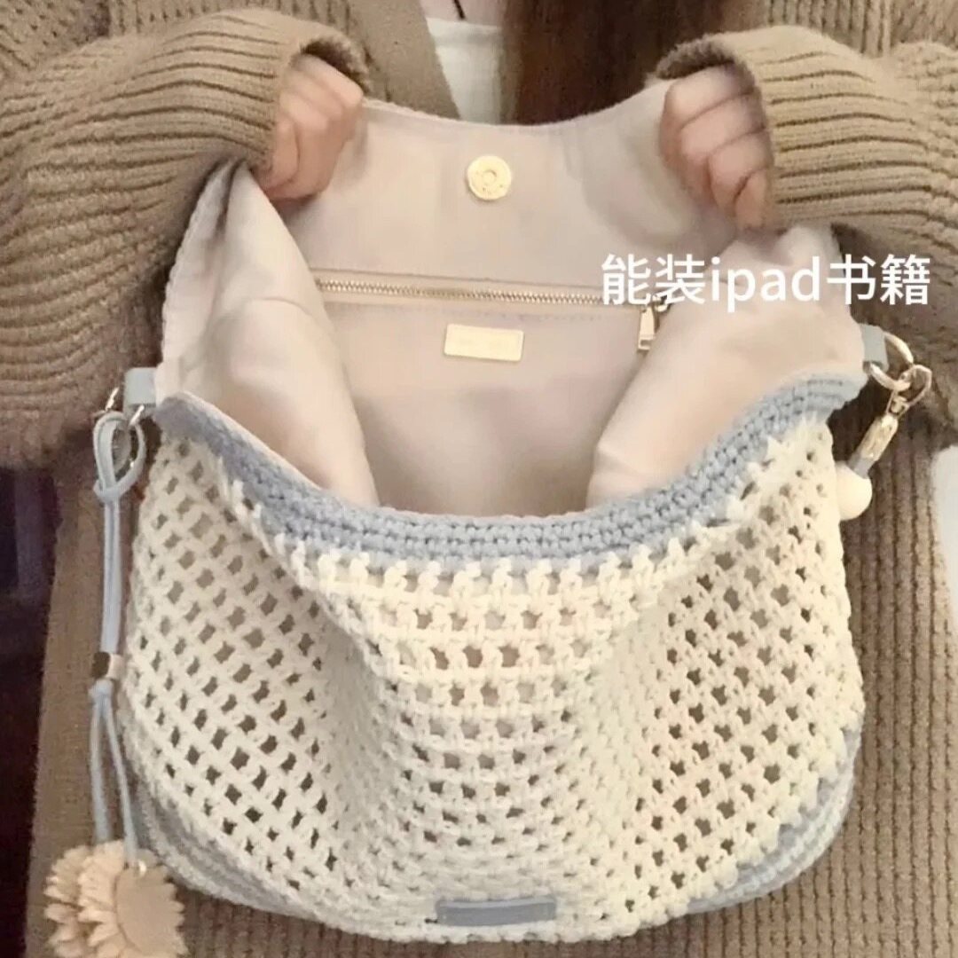 慵懒风托特包包女夏天温柔编织包图片
