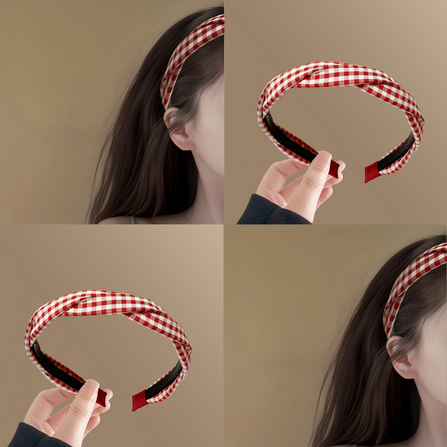 韓系紅格！麻花窄版發箍！