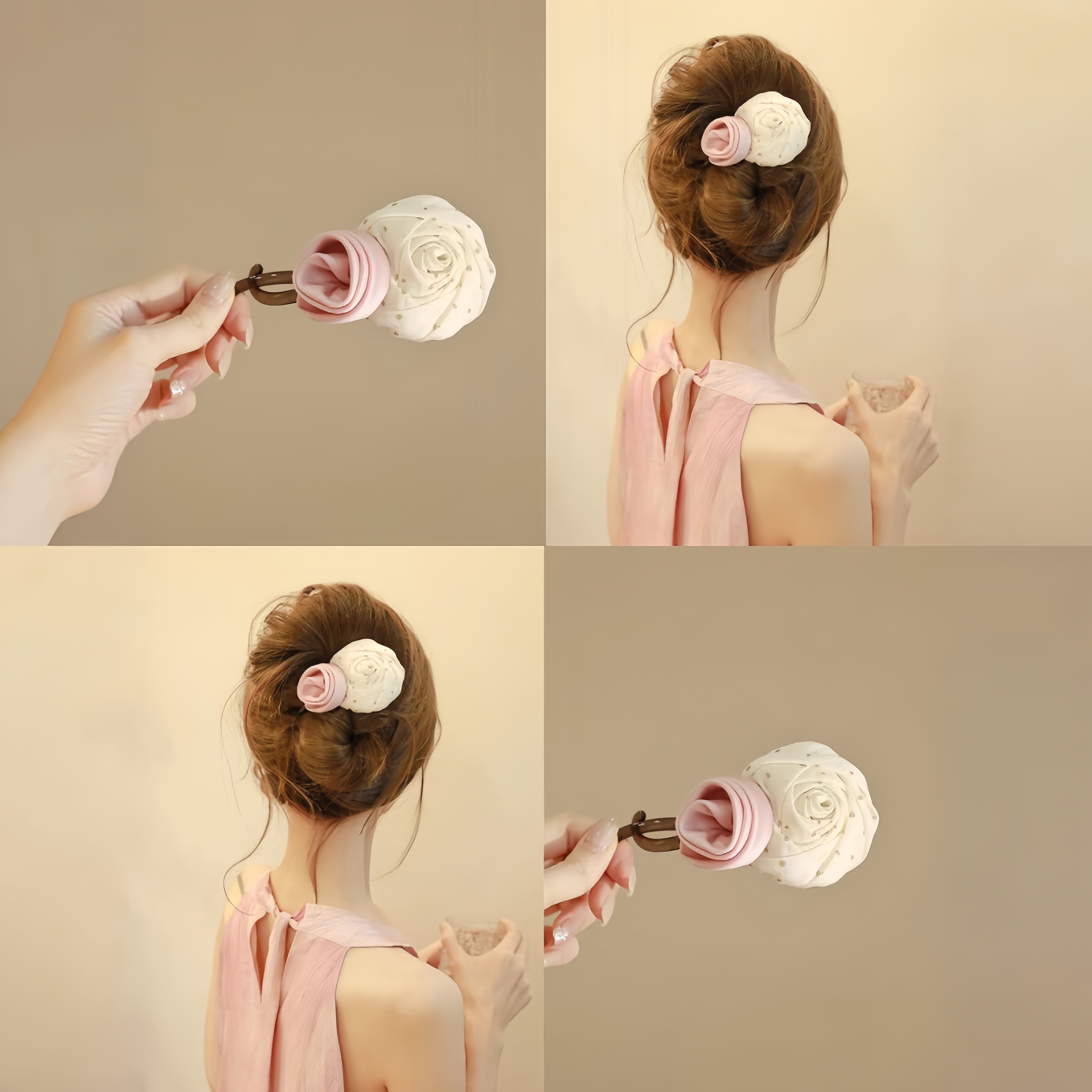 超仙！粉色玫瑰扭扭夾發夾！