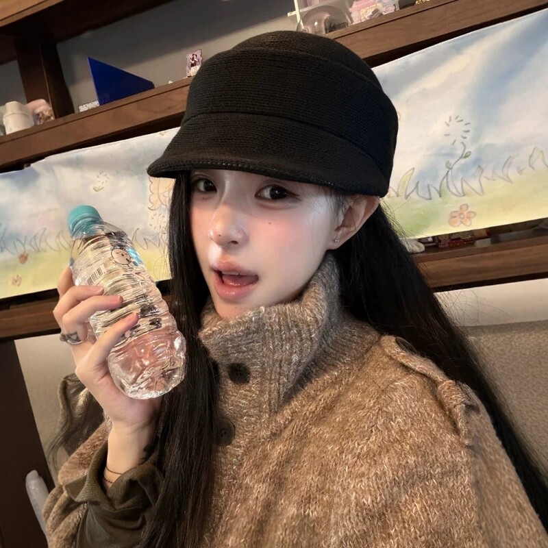 博主同款~经典复古针织马术帽女