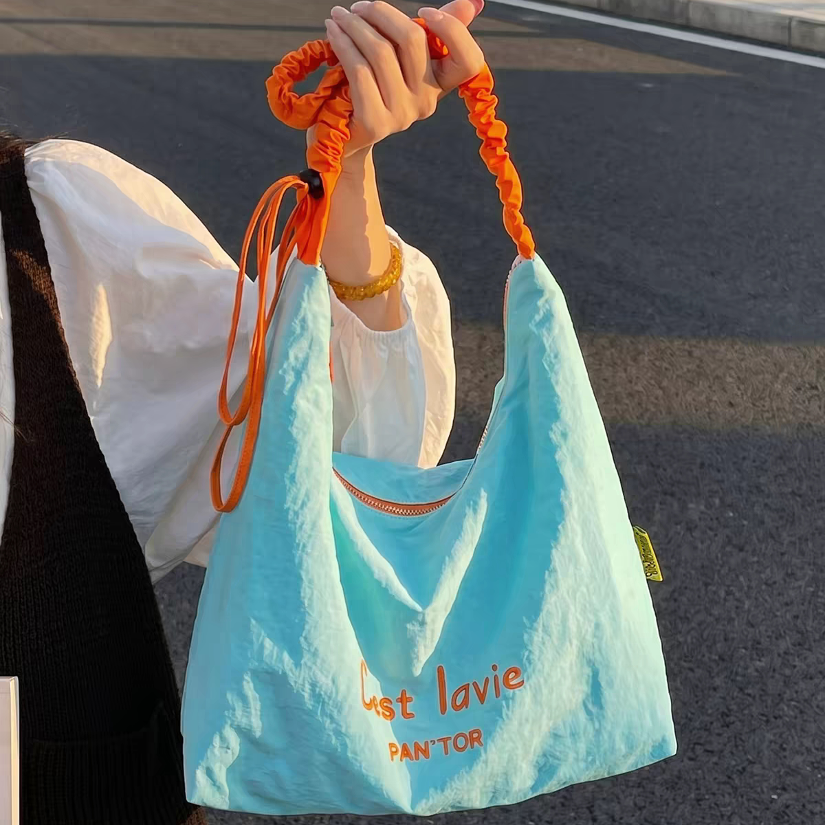 韩系休闲字母刺绣帆布包包女新款