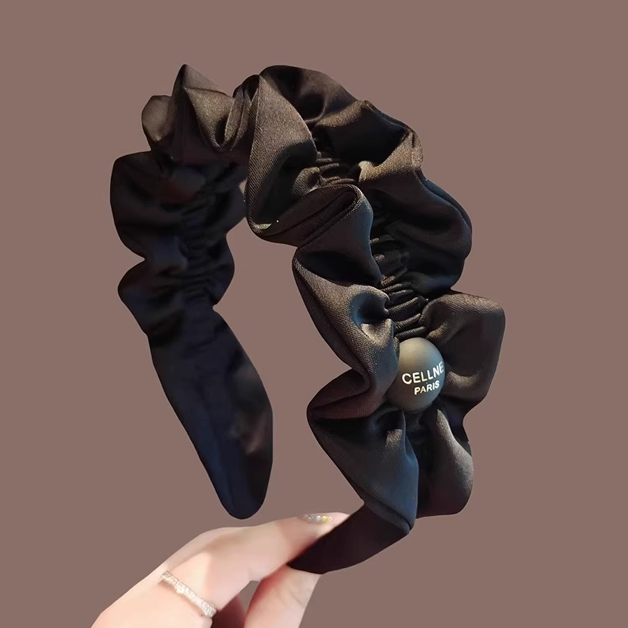 黑色褶皱发箍女2025高颅顶显脸小