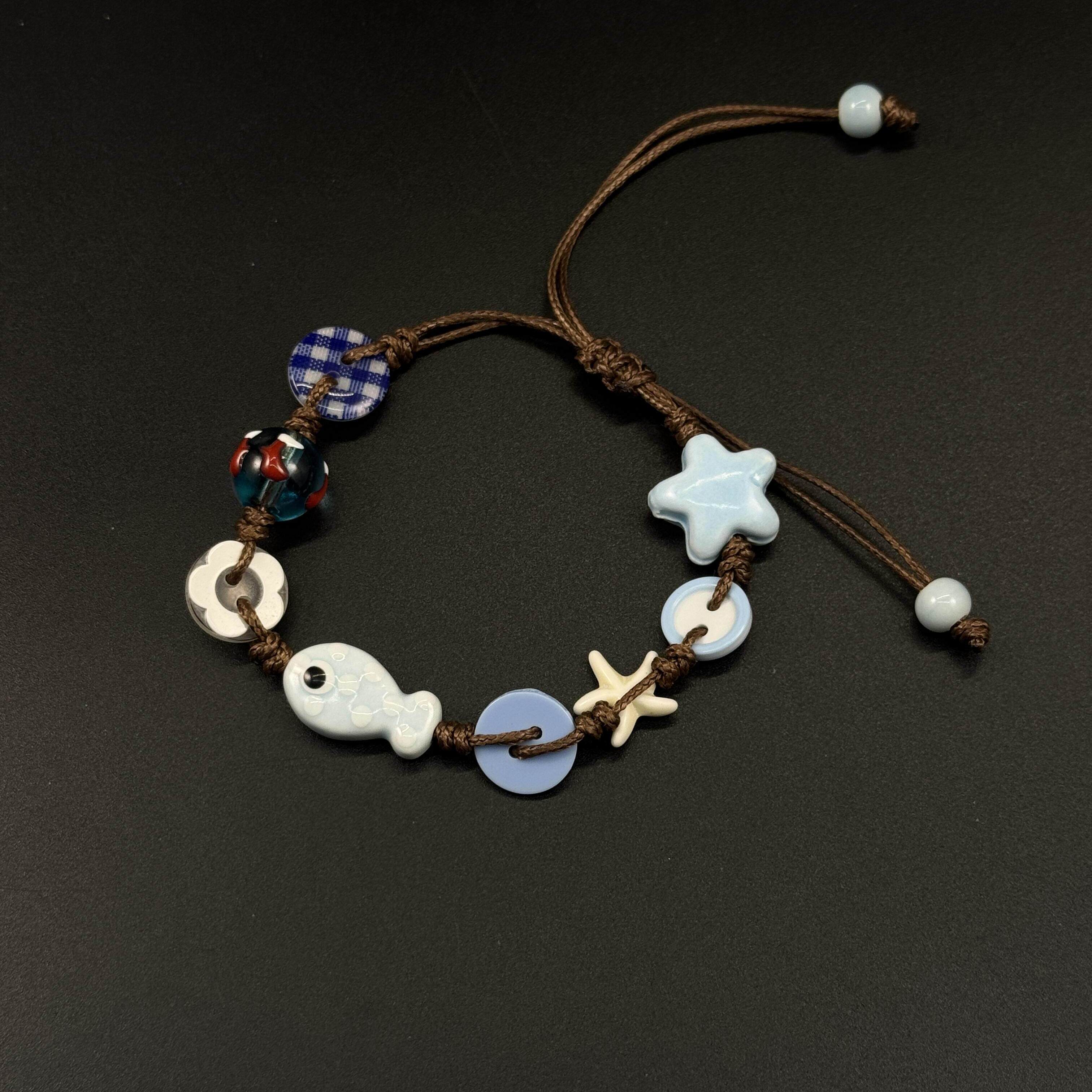 设计师款多彩珠子编绳串珠手链