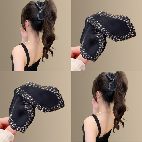 赫本风韩式麦穗抓夹小香风马尾夹