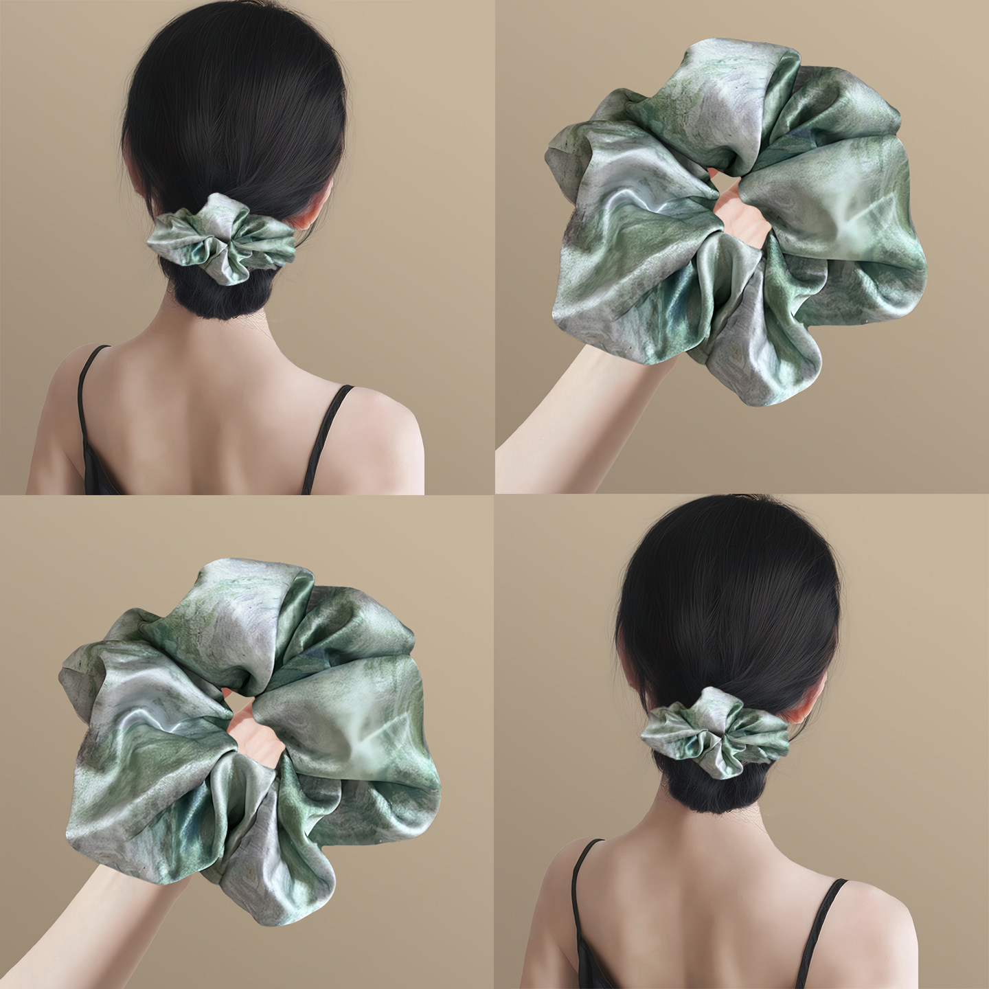 格林森绿！高级感油画缎面大肠发圈！扎头发发绳优雅头绳发饰拎环,服饰配件/皮带/帽子/围巾,拎环,淘宝优惠券,粉丝福利购,淘宝优惠卷