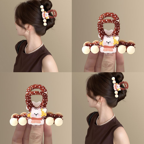 娇憨可爱卡通小白狗波点绕布抓夹