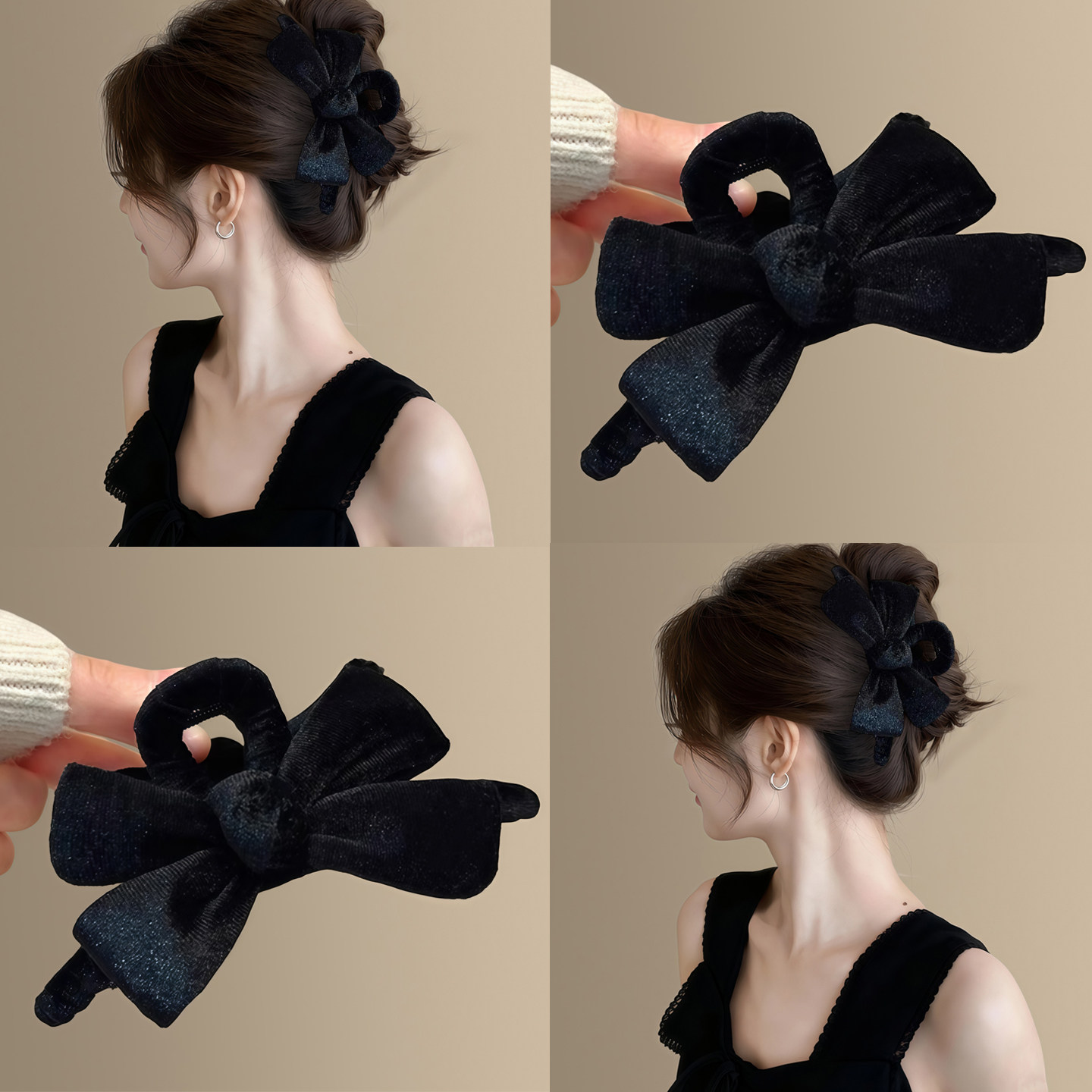 赫本风~气质丝绒蝴蝶结鲨鱼夹大号抓夹女秋冬高级感鲨鱼夹头巾遮,运动包/户外包/配件,头巾/遮耳,淘宝优惠券,粉丝福利购,淘宝优惠卷