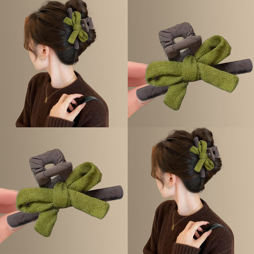 抹茶森林~早秋蝴蝶结抓夹女2025