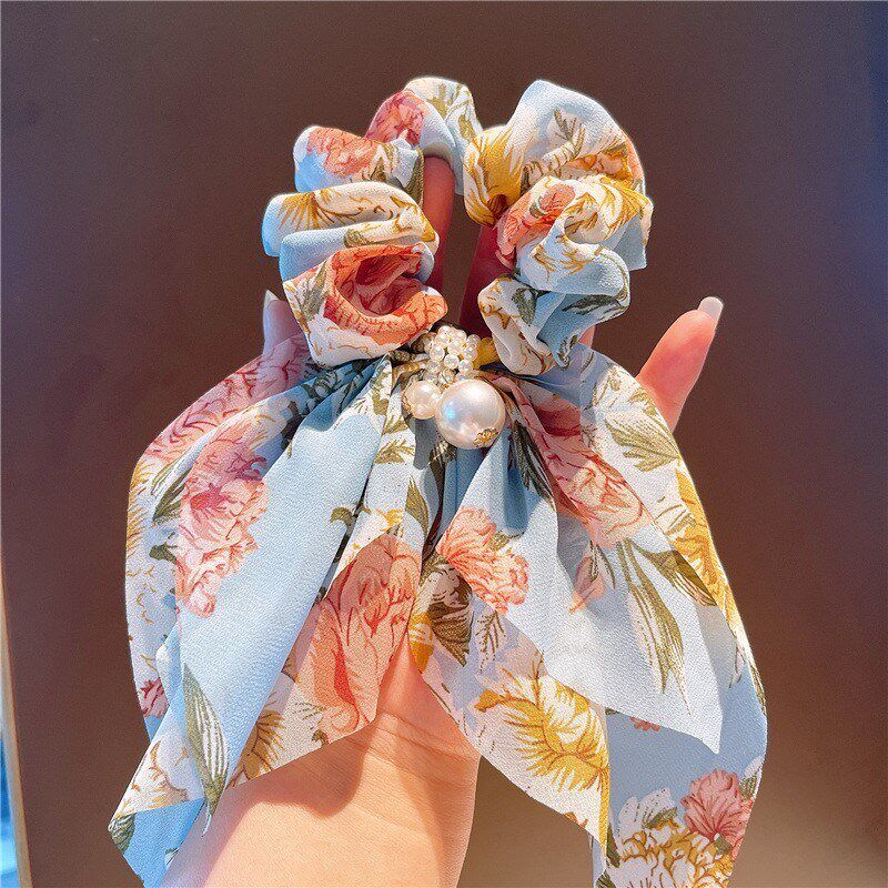 碎花大蝴蝶结大肠发圈女妻子扎头发绳头花飘带发绳发带感头饰夏季