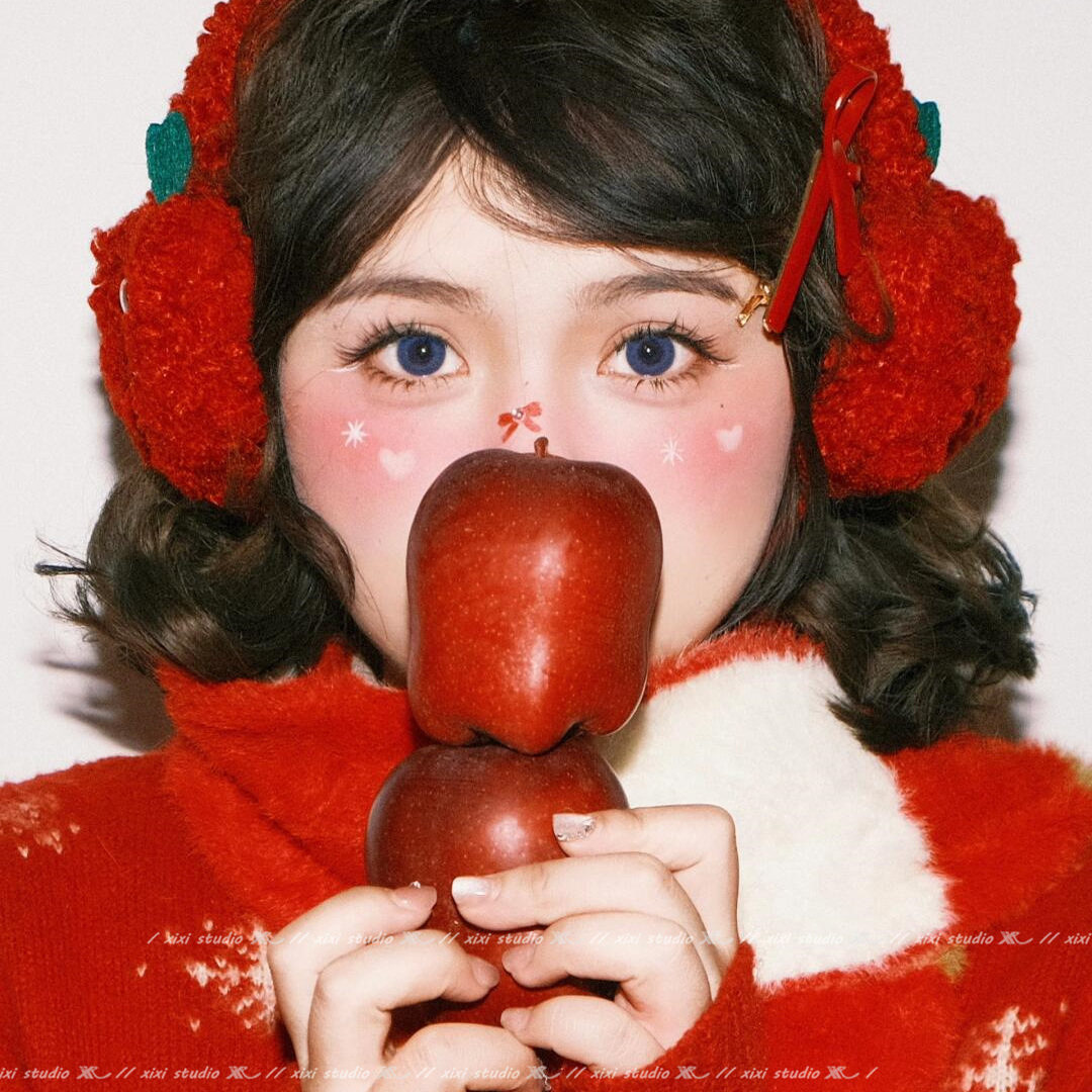 红色毛绒苹果耳暖时尚耳包2025年可爱耳罩新年配饰耳捂子拍照耳套