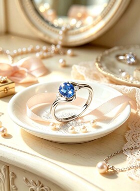 芙霖臻品时尚蓝色戒指轻奢气质指环女款开口可调节送老婆七夕礼a4