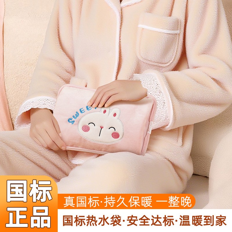 国标正品毛绒热水袋冬季便携防爆可爱卡通暖手宝自动断电电暖a06