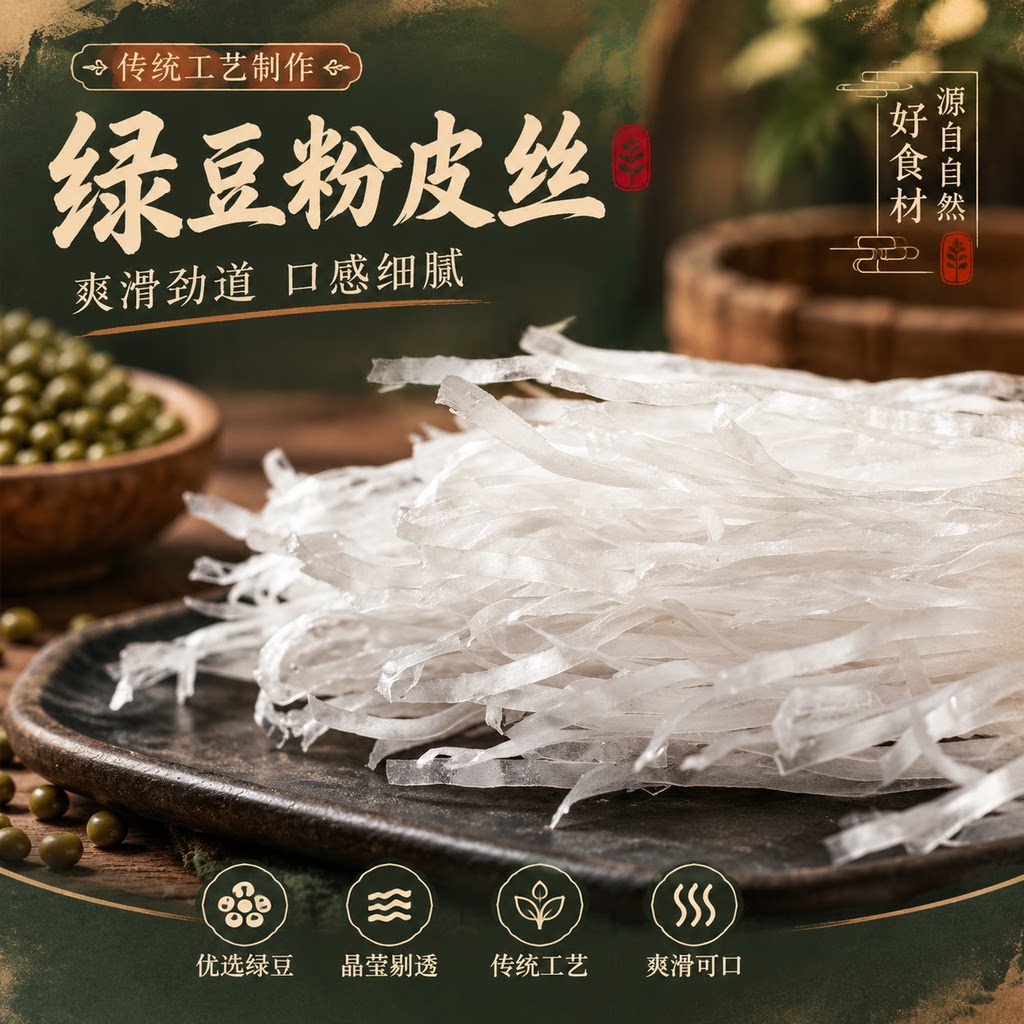 河南特产绿豆粉皮丝干货凉拌火锅绿豆粉皮丝热炒凉拌炖菜