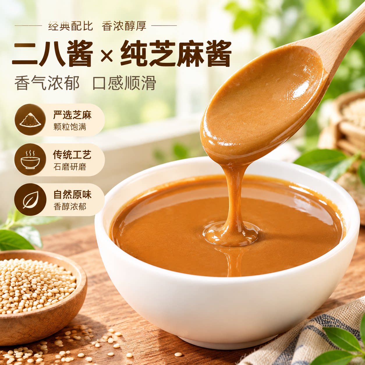芝麻酱纯正宗二八酱花生酱热干面拌面酱火锅蘸料麻辣烫瓶装