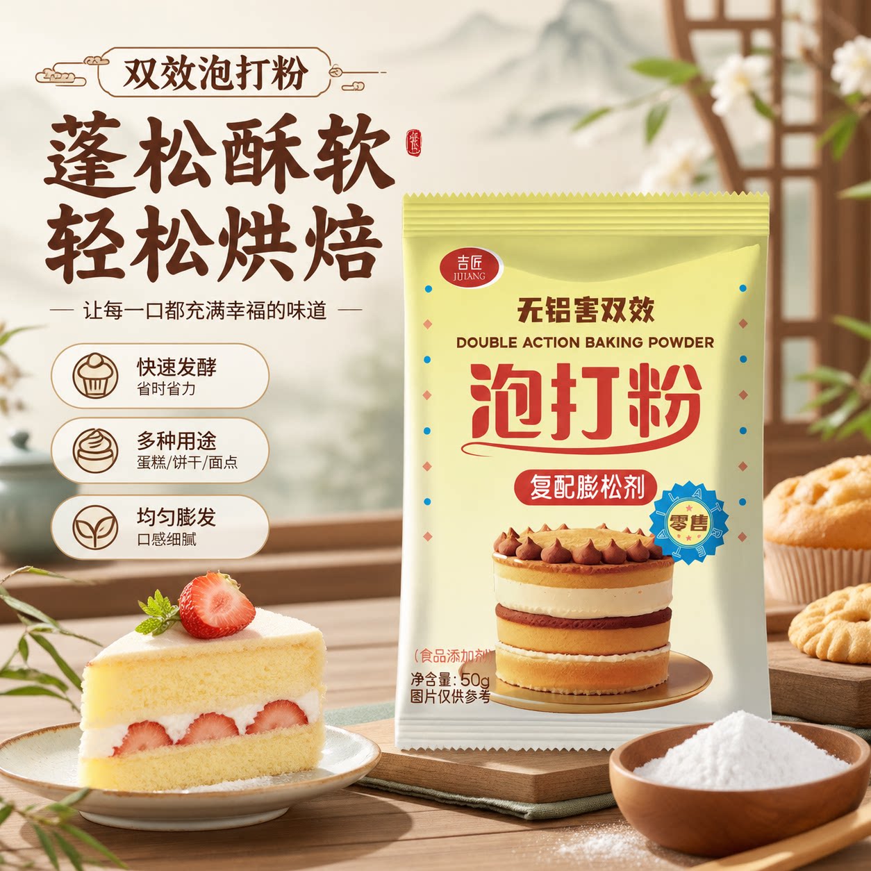 双效泡打粉家庭食用小包装膨松剂包子油炸专用泡打粉家用包装