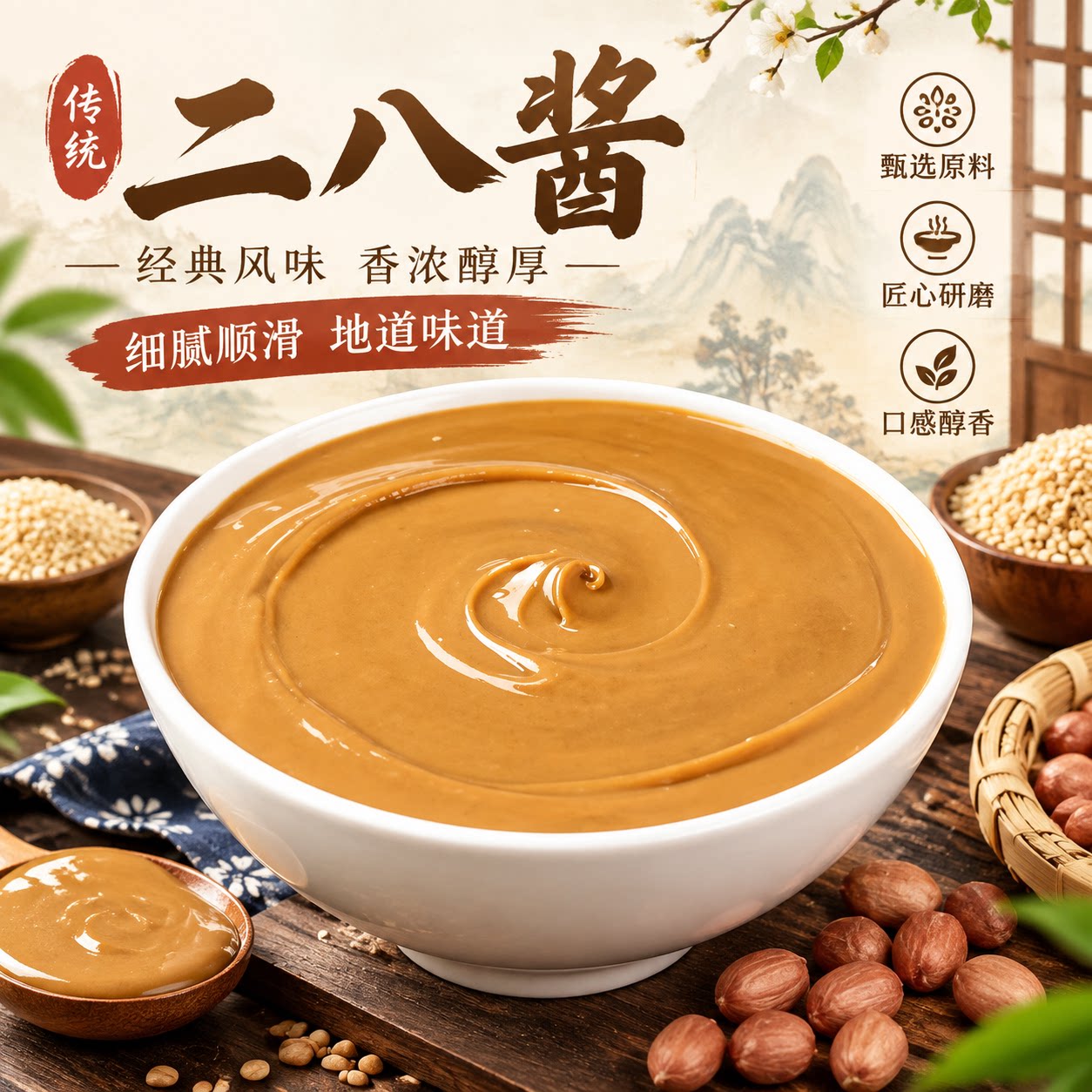北京芝麻酱二八芝麻花生酱麻酱麻辣烫拌面热干面面酱火锅专用