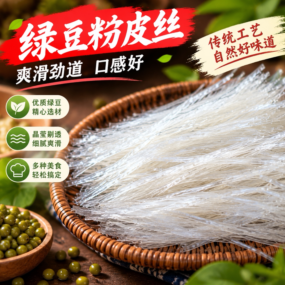 山东特产绿豆粉皮丝皮杂家常菜农家自制火锅干货美食配菜