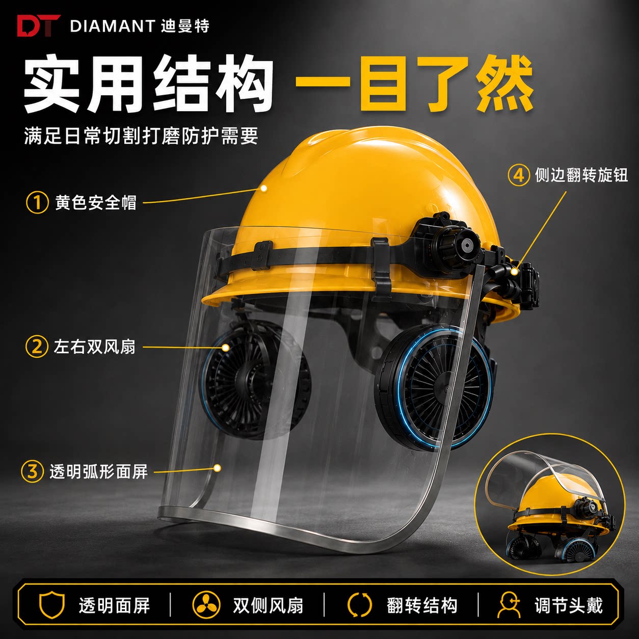 切割打磨防护面罩打磨工专用图片