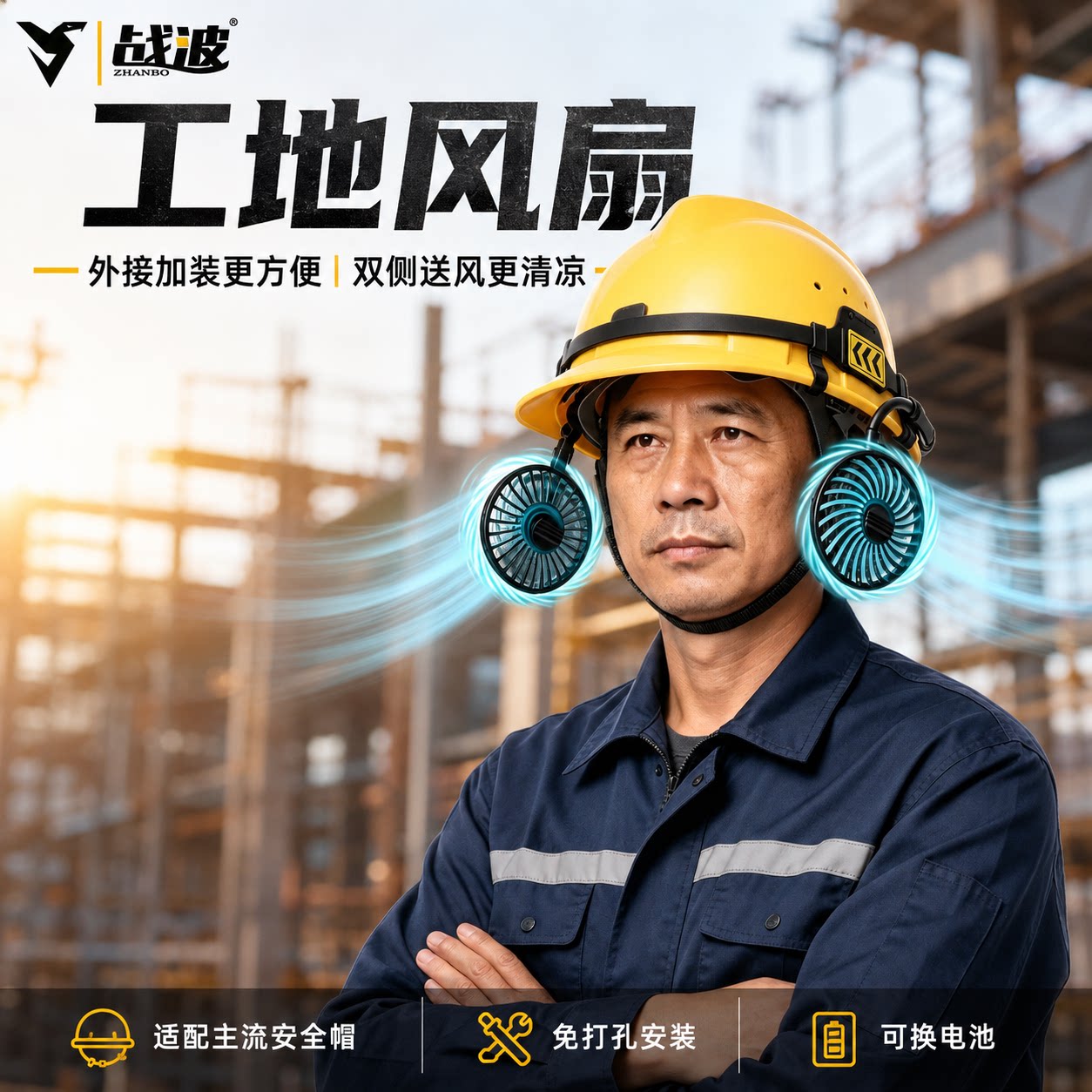 安全帽风扇外置通用可换锂电池图片