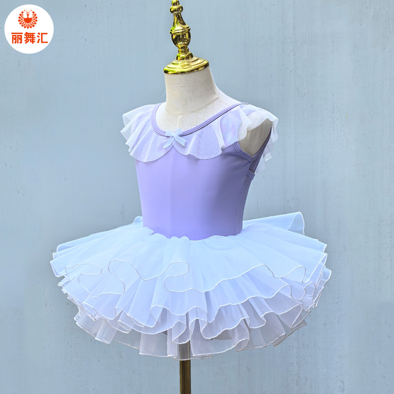 夏季儿童舞蹈服女小童花边练功服