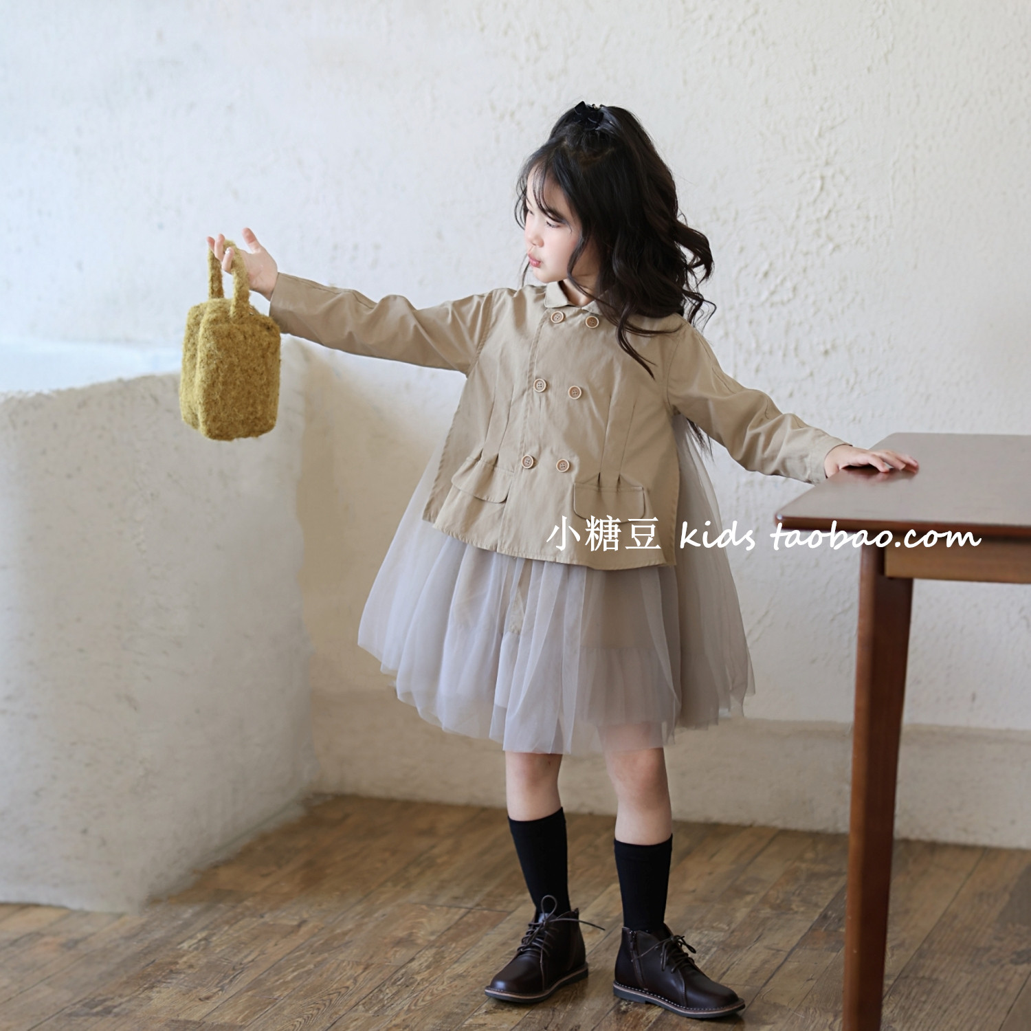 女童卡其色纱裙风衣外套2025秋季新款女孩高级感娃娃衫风衣裙夹克,童装/婴儿装/亲子装,风衣,淘宝优惠券,粉丝福利购,淘宝优惠卷