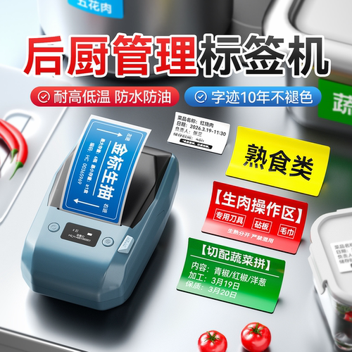 精臣M2/M3厨房4D管理标识牌热转印标签打印机小型商用物流仓储安全警示标识菜品标签牌定位分类不干胶贴纸