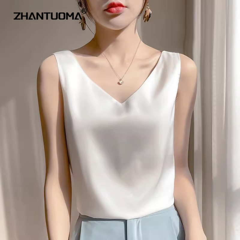 高级感舒适吊带背心内搭女夏季新款醋酸仿真丝缎面背心西装打底衫