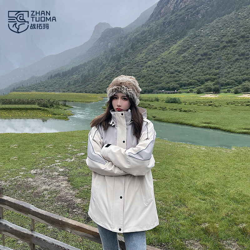 户外进藏冲锋衣外套女2023新款三合一可拆卸防水情侣登山滑雪服男