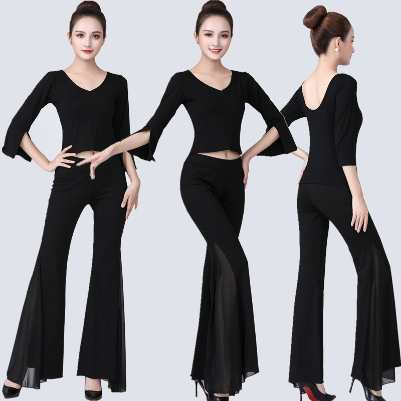 形体服女礼仪训练服装套装春夏季21新款u领成人短袖舞蹈练功服