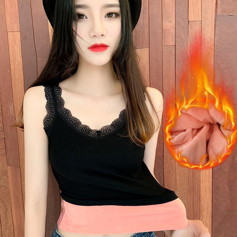 加绒加厚保暖女蕾丝花边