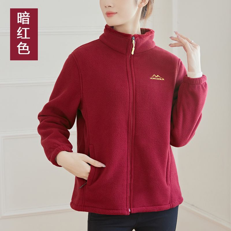 春秋季妈妈装珊瑚绒摇粒绒外