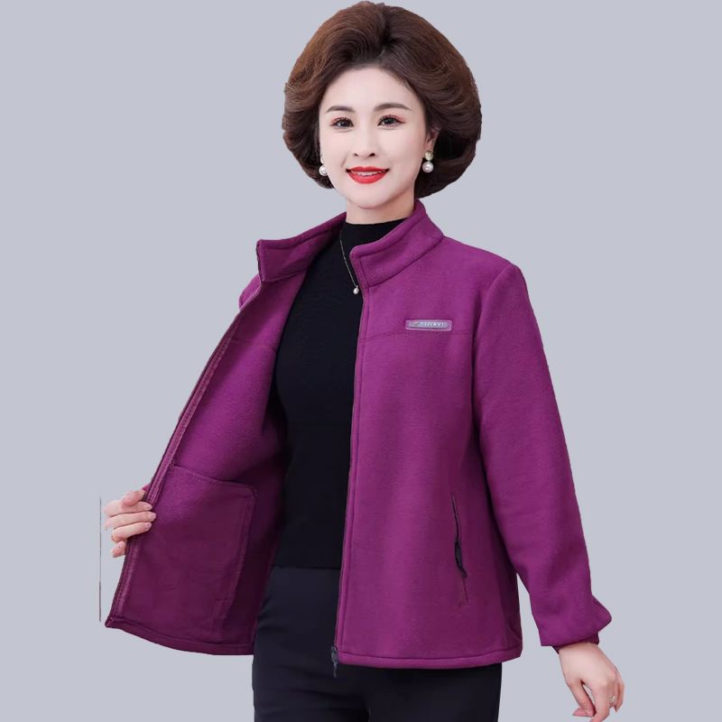 秋冬中老年女装外套加绒抓绒