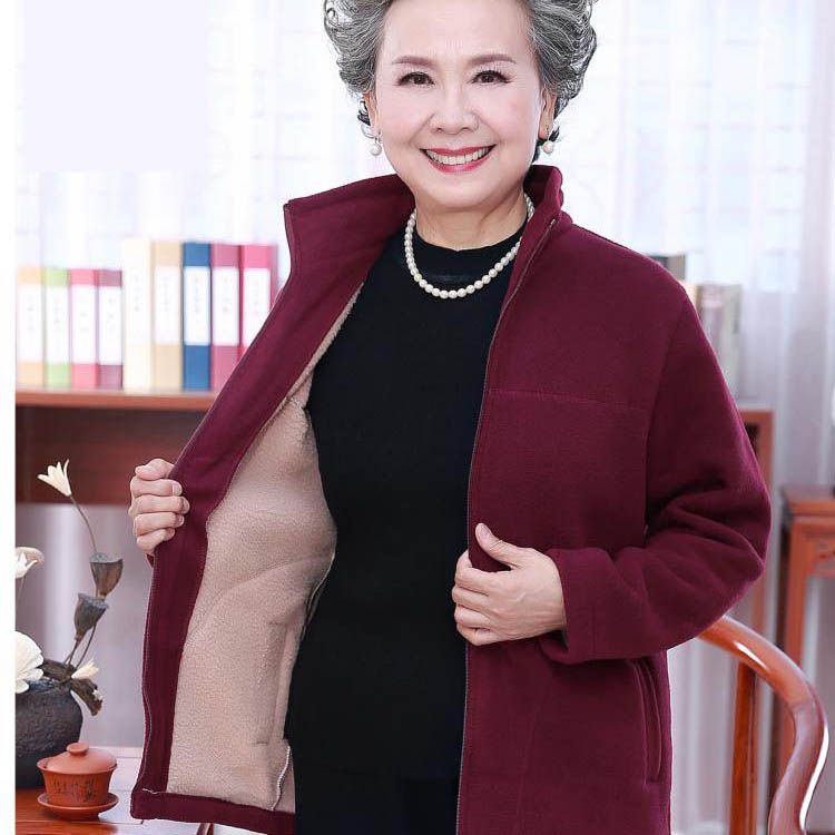 摇粒绒卫衣中老年女秋装