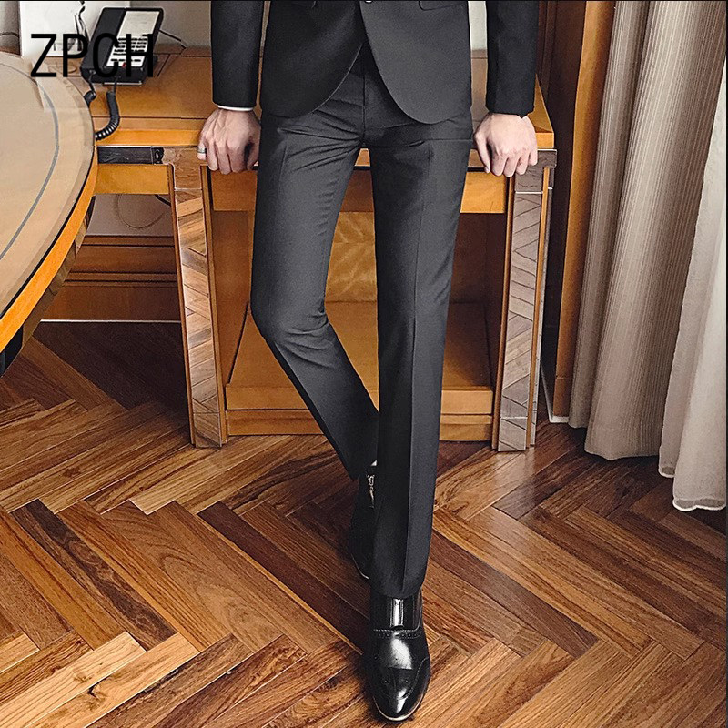高端西裤男春秋款免烫抗皱高级感修身直筒裤子职业商务正装西装裤