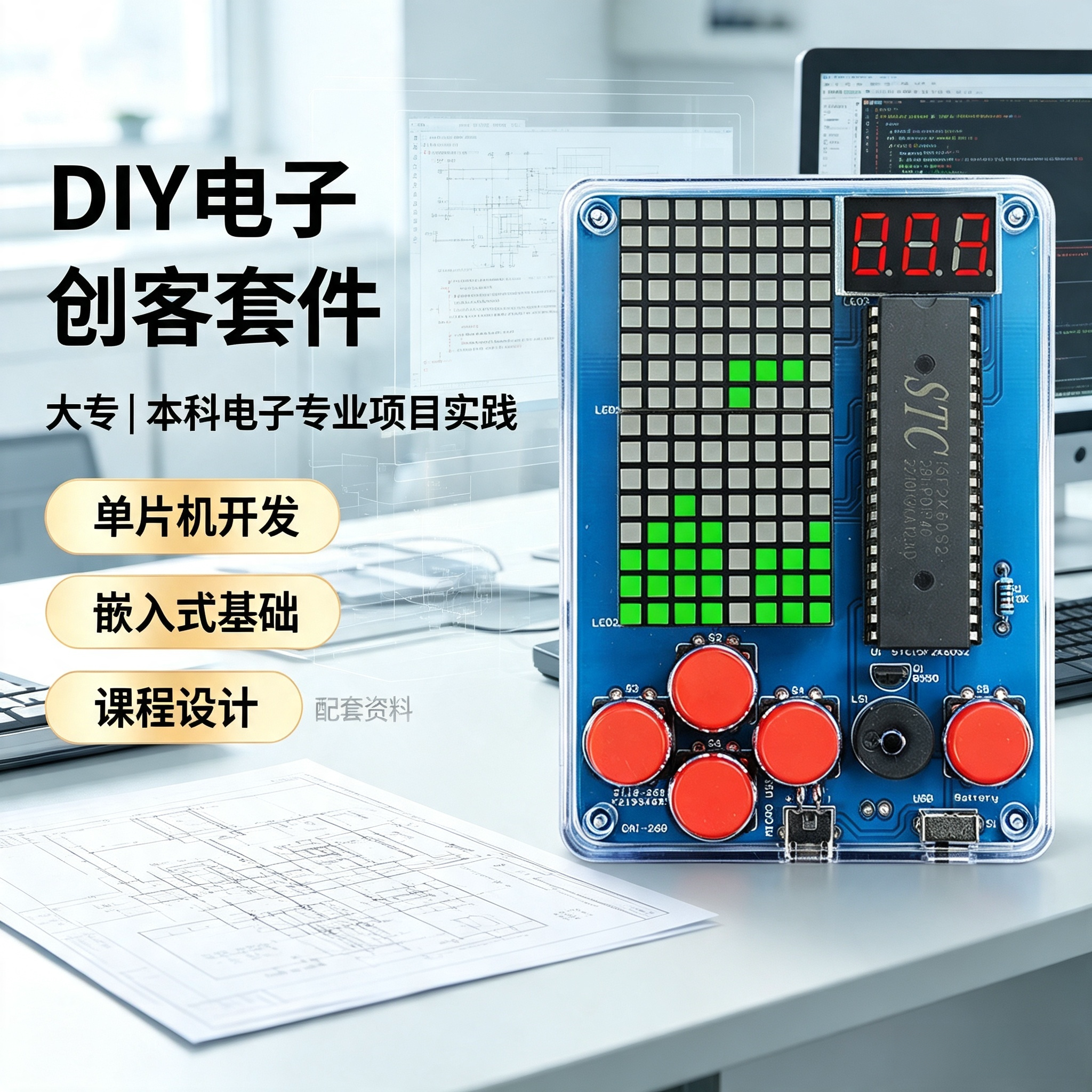 51单片机像素游戏机DIY套件