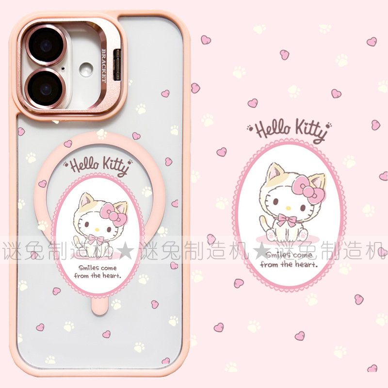 适用iphone16promax苹果16手机壳MagSafe磁吸15镜头支架14透明13KT猫咪25ultra可爱12女16e保护套11礼物