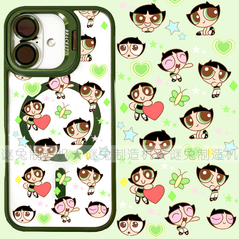 适用iphone16promax苹果16手机壳MagSafe磁吸15镜头支架14透明13飞天小女警25ultra卡通12可爱女16e保护套11