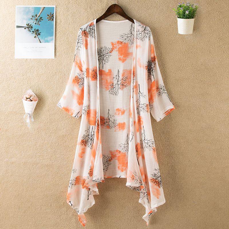 2023夏季棉麻外搭开衫中长款女披肩外套空调衫披风薄款百搭时尚