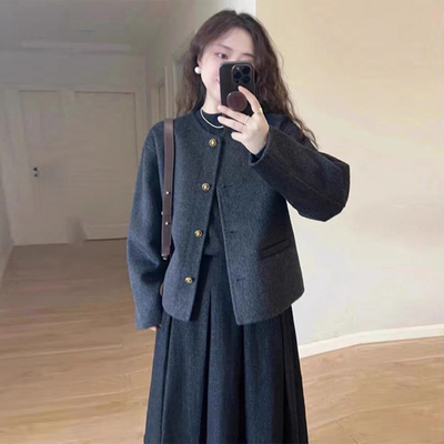 深冬小香风呢子大衣女入冬季2025新款毛呢外套独特超好看加厚短款