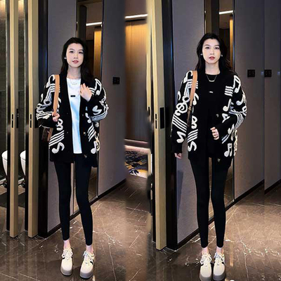 秋冬季毛衣开衫外套黑色