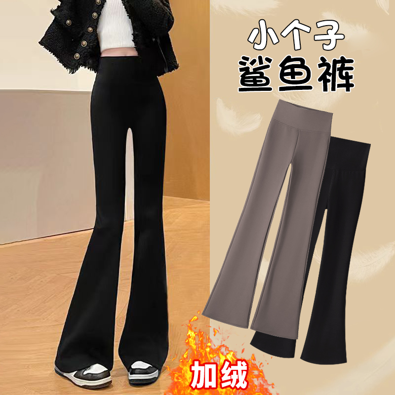 小个子微喇鲨鱼裤女外穿秋冬加绒高腰显瘦瑜伽打底裤喇叭裤女春秋