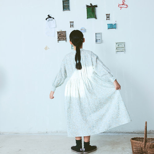 羊毛与花早秋亲子进口面料日系花柄连衣裙