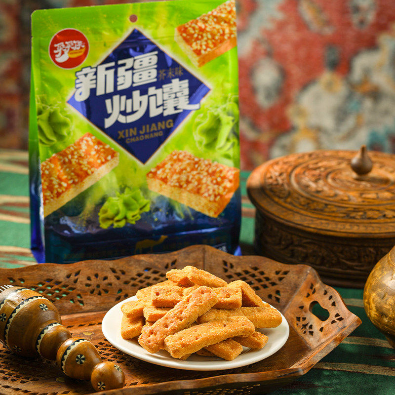 新疆特产买买侠新疆炒馕条孜然香辣芥末青花椒青瓜芝士味218g*2袋