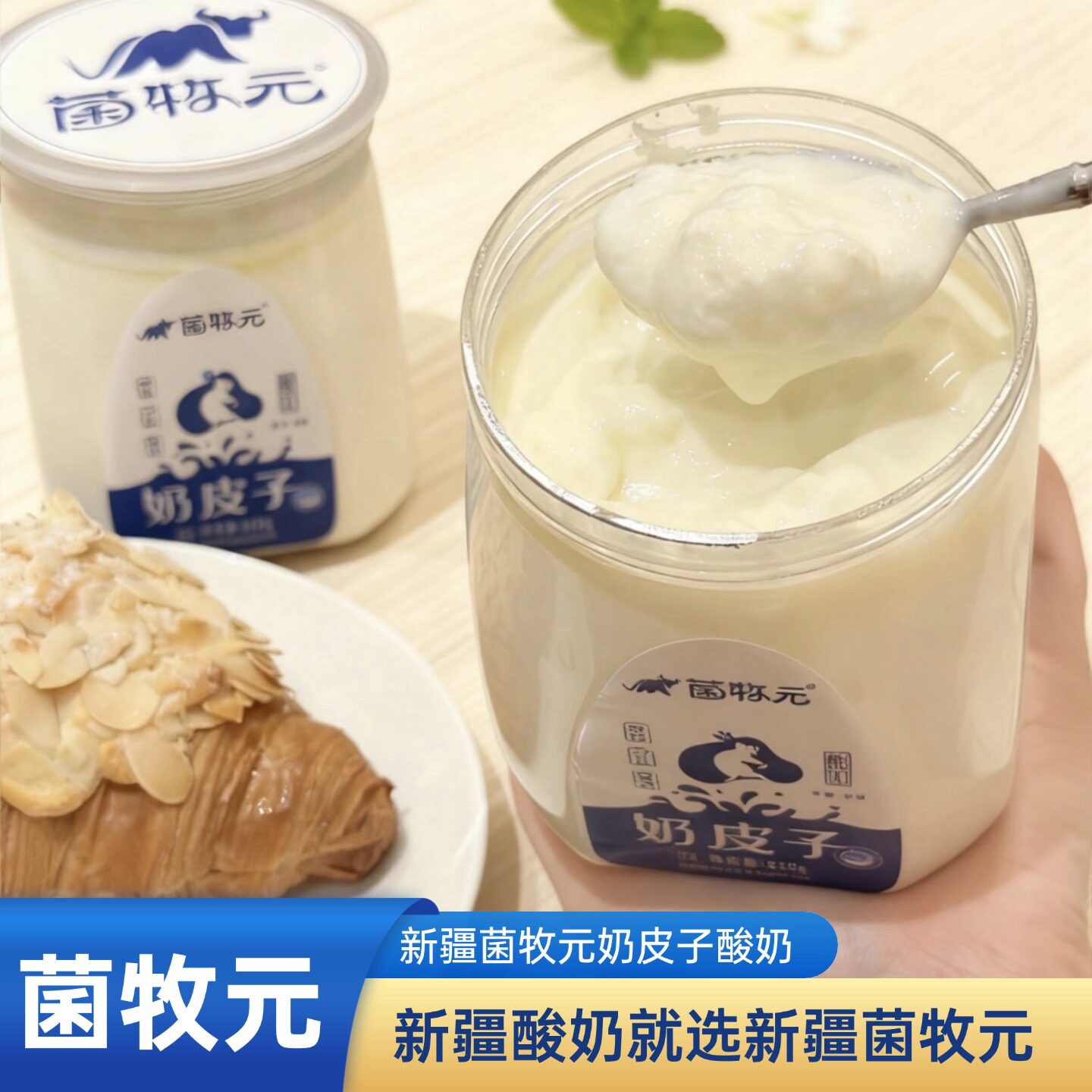 菌牧元奶皮子酸奶新疆奶皮子酸奶618g*2罐伊犁酸奶【顺丰空运】