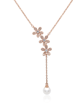 Chomel新加坡官方清新三花摇曳吊坠项链3753